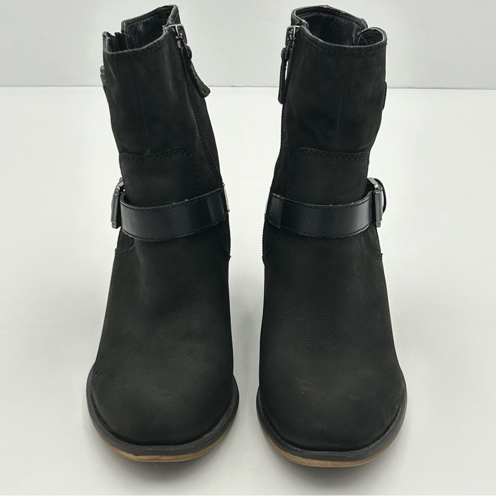 Franco Sarto Larisa 2 Womens Ankle Boot US Size 7 Leather Zip Buckles Moto Black - Picture 4 of 8